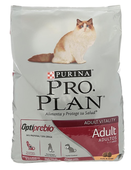 Croqueta Pro Plan de pollo y arroz para gato etapa adulto contenido 7.5 kg