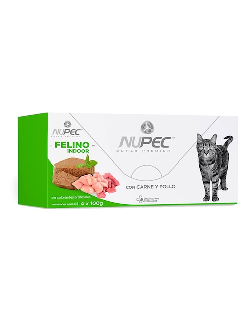 Alimento húmedo Nupec de carne con pollo para gato etapa adulto contenido 400 g