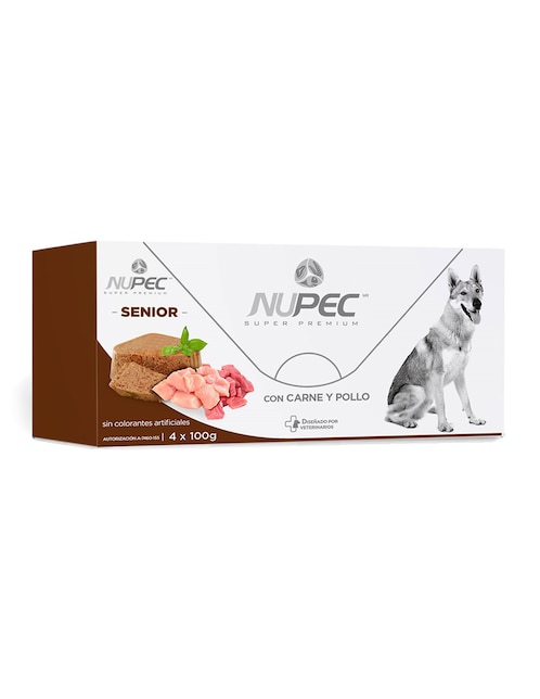 Alimento húmedo Nupec de carne con pollo para perro etapa senior contenido 400 g
