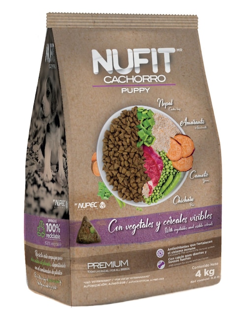 Croqueta Nufit de pollo y verduras para perro etapa cachorro 1