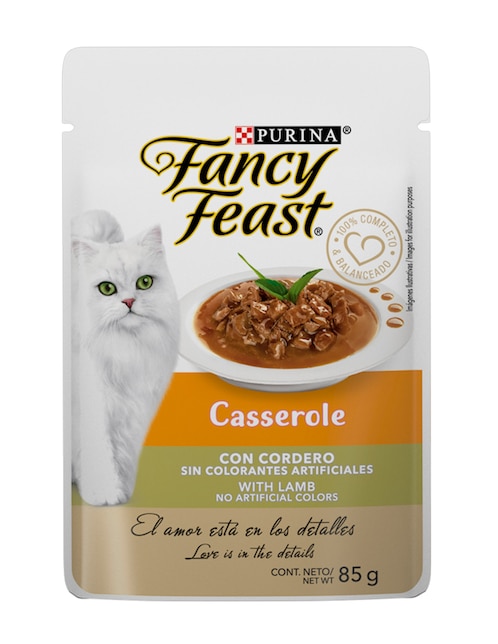 Alimento húmedo Fancy Feast de cordero para gato etapa adulto contenido 85 g