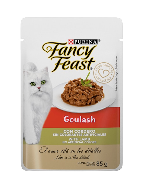 Alimento húmedo Fancy Feast de Cordero para gato etapa adulto contenido 85 g