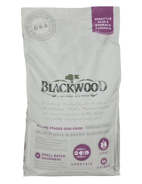Croqueta Blackwood de salmón y arroz para perro todas las etapas