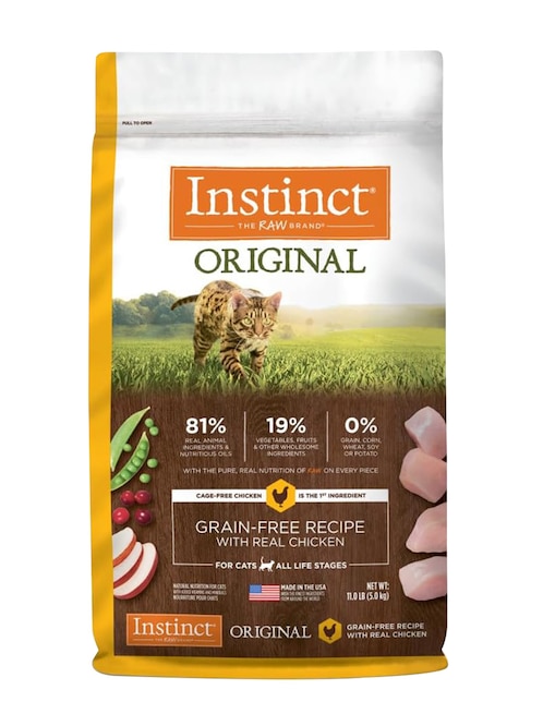 Croqueta Instinct de pollo para gato todas las etapas contenido 5 kg