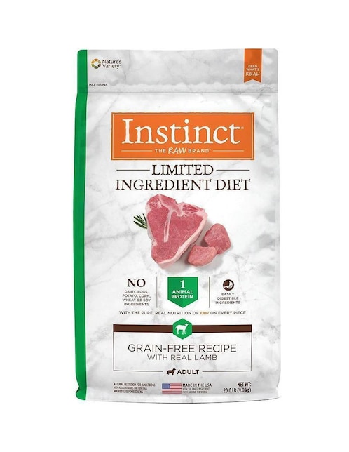 Croqueta Instinct de cordero para perro todas las etapas contenido 9 kg