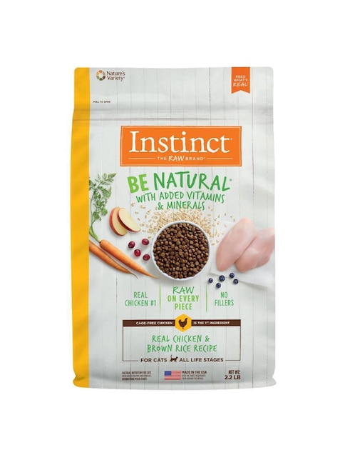 Croqueta Instinct Be Natural de pollo y arroz para gato todas las etapas contenido 1 kg