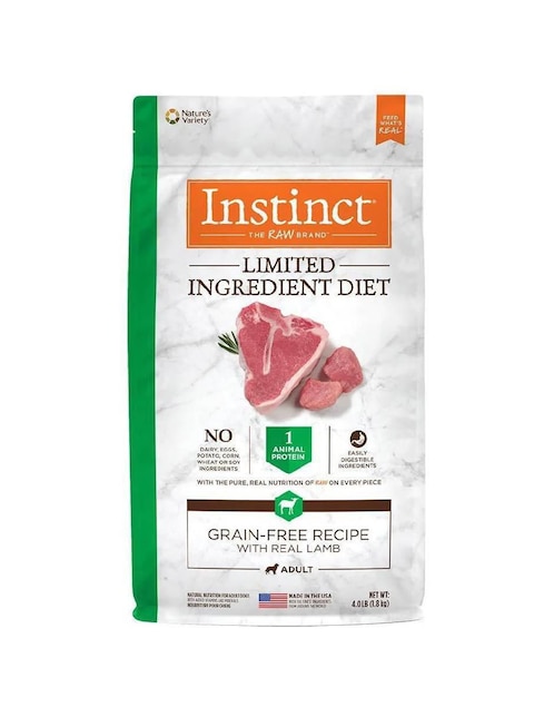 Croqueta Instinct de cordero para perro todas las etapas contenido 1.8 kg