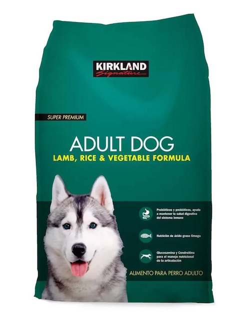 Croqueta Kirkland Signature de carne con arroz para perro etapa adulto contenido 18 kg