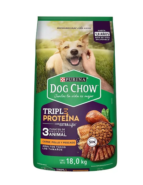 Croqueta Dog Chow de Carne con pollo para perro etapa adulto contenido 18 kg