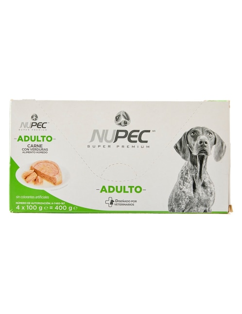 NUPEC Set Alimento húmedo Nupec de carne con verduras para perro etapa adulto contenido 400 g 4 piezas