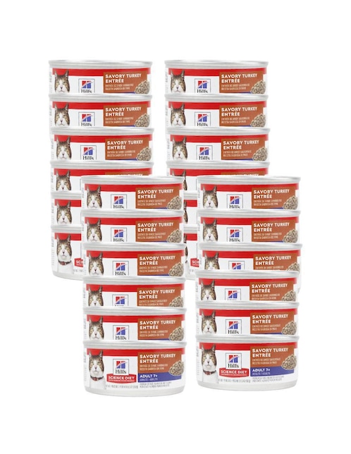 Set alimento húmedo Hill's Science Diet de pavo para gato etapa senior contenido 24 piezas
