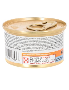 Alimento húmedo Fancy Feast de Pescado blanco y atún para gato etapa adulto contenido 85 g