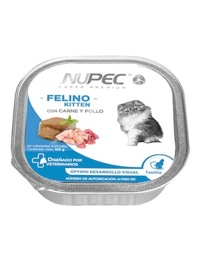 Alimento húmedo Nupec de Carne con pollo para gato etapa cachorro contenido 400 g