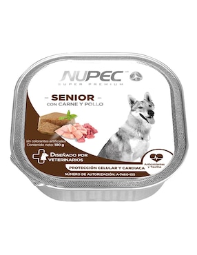 Alimento húmedo Nupec de Carne con pollo para perro etapa Senior contenido 400 g