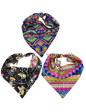 Kit De 3 Bandanas Artesanales Doble Vista Para Perro BFF