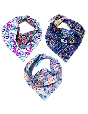 Kit De 3 Bandanas Artesanales Doble Vista Para Mascota BFF