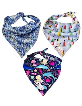 Kit De 3 Bandanas Artesanales Doble Vista Para Perro BFF