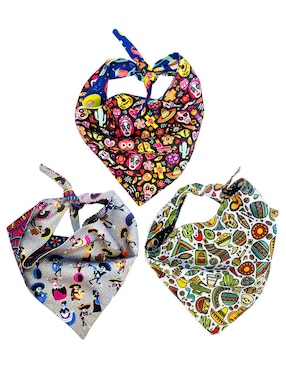 Kit De 3 Bandanas Artesanales Doble Vista Para Perro BFF