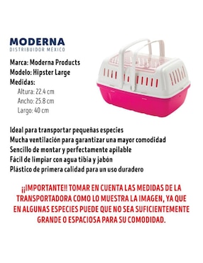 Transportadora para viaje pequeñas especies Moderna