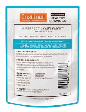 Alimento húmedo Instinct de Atún y salmón para gato etapa adulto contenido 85 g