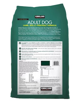 Croqueta Kirkland Signature de Cordero y arroz para perro etapa adulto contenido 18 kg