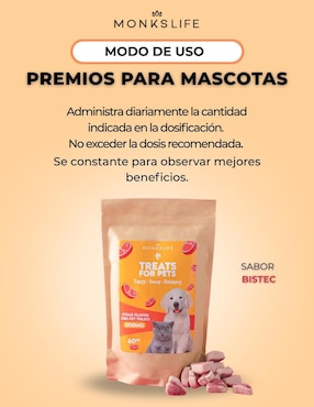 Calmante para mascota Monkslife de res para perro y gato contenido 60 piezas