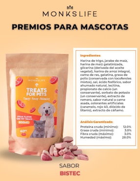 Calmante para mascota Monkslife de res para perro y gato contenido 60 piezas