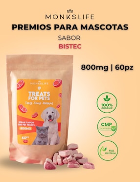 Calmante para mascota Monkslife de res para perro y gato contenido 60 piezas