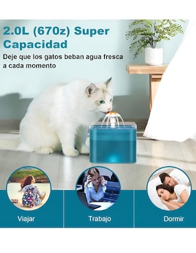 Bebedero transparente para perro y gato Xtellar 2 L