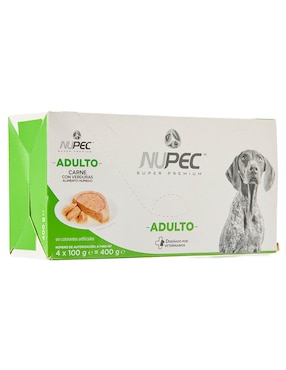 Set Alimento húmedo Nupec de carne con verduras para perro etapa adulto contenido 400 g 4 piezas