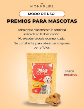 Calmante para mascota Monkslife de hueso para perro y gato contenido 60 huesitos