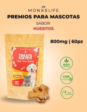 Calmante para mascota Monkslife de hueso para perro y gato contenido 60 huesitos