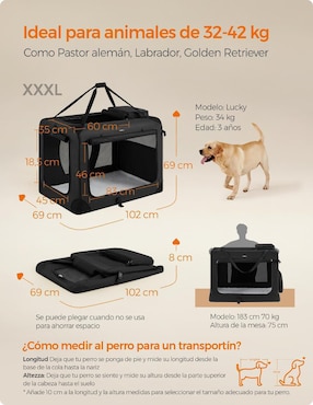 Bolsa transportadora para perro Songmics Home de poliéster