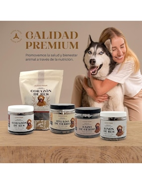 Calmante para mascota Aussie Prime de carne para perro contenido Premios de Corazon de Res Deshidratado 250 g