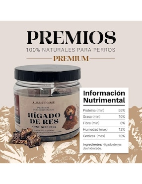 Calmante para mascota Aussie Prime de carne para perro contenido Premios de Higado de Res 250 g