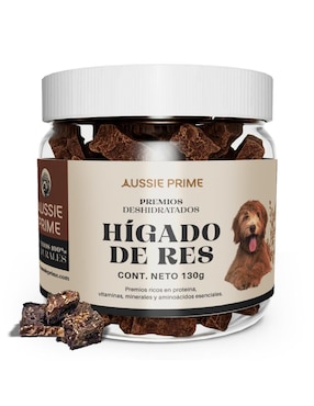 Calmante para mascota Aussie Prime de carne para perro contenido Premios de Hígado de Res Deshidratado 130 g