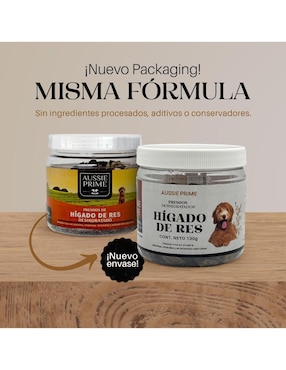 Calmante para mascota Aussie Prime de carne para perro contenido Premios de Hígado de Res Deshidratado 130 g