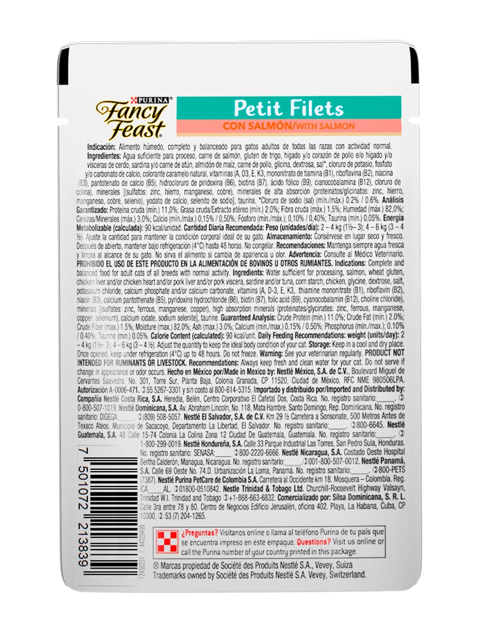 Alimento húmedo de Salmón para gato etapa adulto contenido 85 g 3