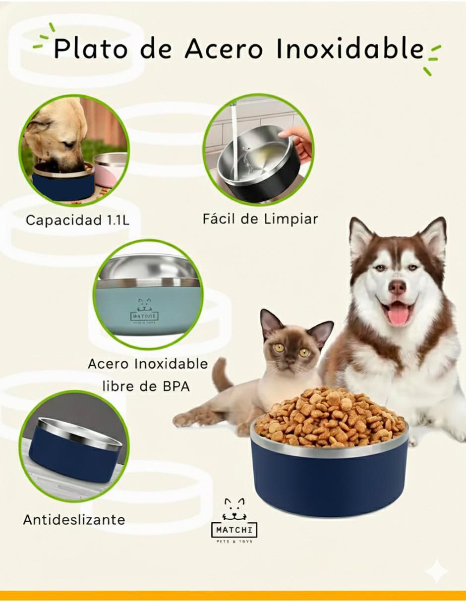 "plato/comedero para" perro y gato matchi sin tamaño