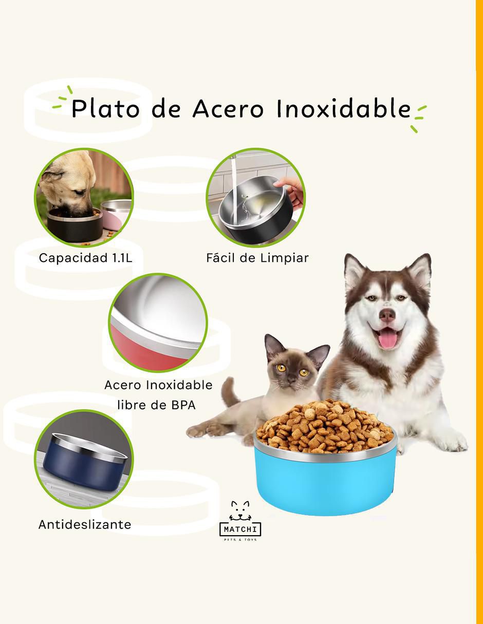 "plato/comedero para" perro y gato matchi sin tamaño