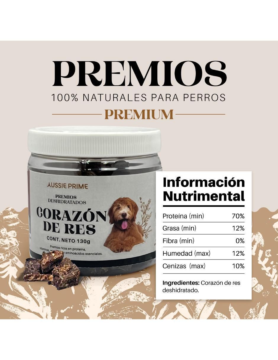 Calmante para mascota de carne para perro contenido Premios de Corazon de Res Deshidratado 130 g 2
