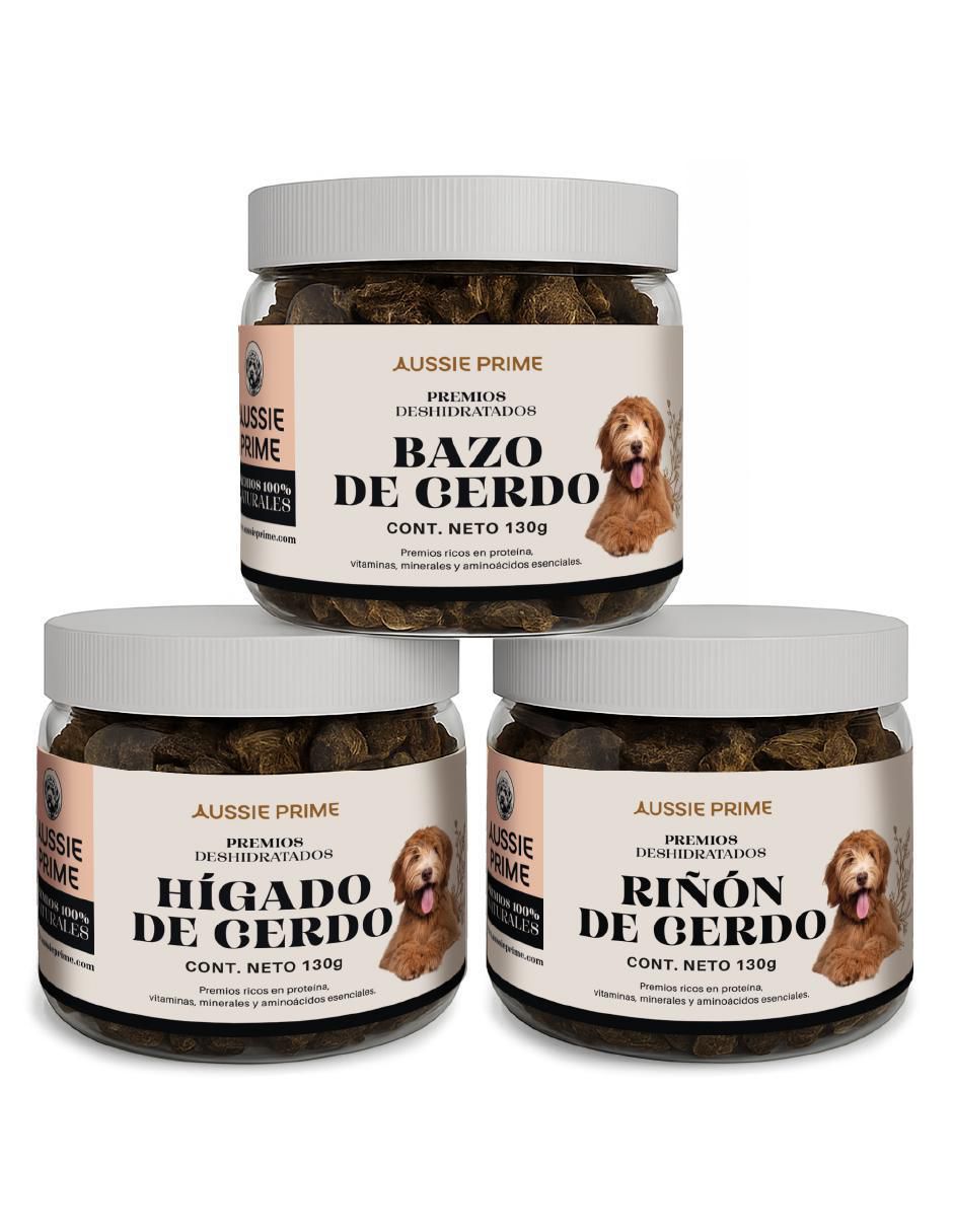 Calmante para mascota de carne para perro contenido PACK X3 Higado, Riñon y Bazo Cerdo 130g